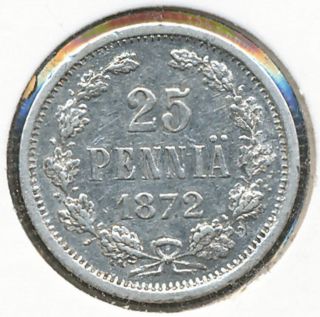 Finland Russia Silver Coin 25 Pennia 1872 photo