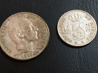 Philippines 1885 10 Centavos & 20 Centavos,  Aef/au Grades - Scarce L@@k photo