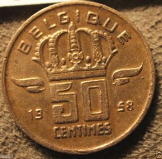 (wcl406) Rare Belgium 50 Centimes 1958 photo