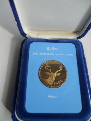 1984 $100 Belize Gold Proof Coin W/ Box photo