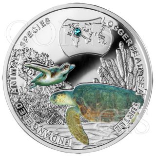 Niue 2014 1$ Endangered Animal Species - Loggerhead Sea Turtle Proof Ag Coin photo
