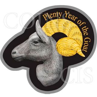 Niue 2015 1$ Irregular Goat Head Lunar Goat Proof Silver Coin photo