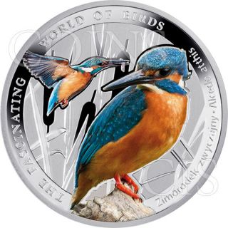 Niue 2014 1$ Kingfisher The Fascinating World Of Birds Proof Silver Coin photo