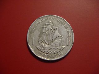 East Caribbean States 1 Dollar,  2004 Coin.  Sir Francis Drake ' S Golden Hind photo