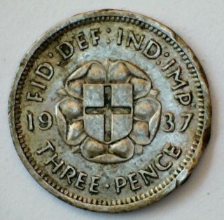 1937 - Great Britain, .  500 Silver Threepence,  ' 3 Pence ' (george Vi) photo