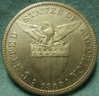 1917 S Philippines,  Fifty 50 Centavo Km 171 Very Usa Minted Coin photo