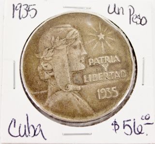 1935 Un Peso Patria Y Libertad Silver Coin photo