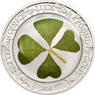 Ek // 5 Dollar Silver Coin 1 Oz Palau 2014 Ounce Of Luck 2014 photo