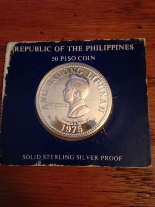 Philippines 1975 50 Piso Solid Sterling Silver Proof Coin photo