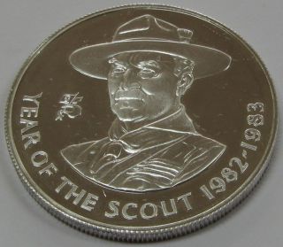 1983 Year Of The Scout Ascension Island Proof Silver Crown 38.  5mm Coin photo
