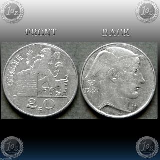 Belgium (belgique) 20 Francs 1950 Silver Coin (km 140.  1) Vf photo