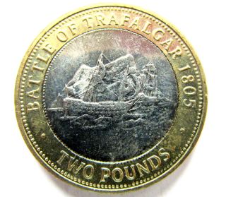 Gibraltar 2007 2 Pounds,  Battle Of Trafalgar Bicentenary 1805,  Sail Ship,  Unc photo