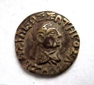 C.  90 - 70 B.  C Ancient Greece - Indo Greek Hermaios Ar Silver Drachma Coin photo