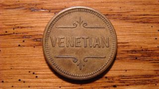 Venetian 5¢ Decatur,  Georgia Ga Brass Trade Token 1900s photo