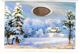 Christmas Laminated Postcard With Elongated Coin photo