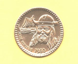 Viking And His Ship Token 1980 Norse Warrior Coin photo
