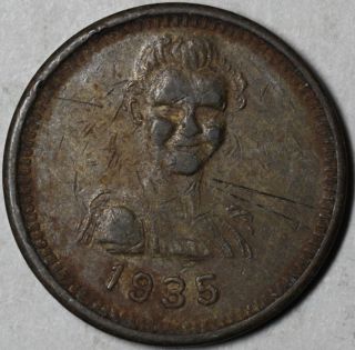 1935 Vintage Gaming Token Bust Of Woman (21 Mm Coin) photo