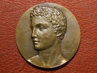 Art Deco Greek Roman Portrait Of Odysseus Or Ulysses ? Medal By E.  Bouillot photo