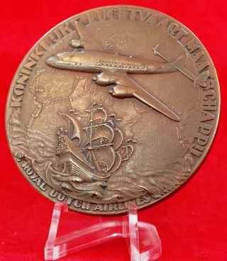 Klm Royal Dutch Airlines 30th Anniversary Bronze Medallion 1919 - 1949 K25 photo