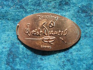 Walt Disney Sig.  Disneyland Main Street Copper Elongated Penny Pressed Smashed 2 photo
