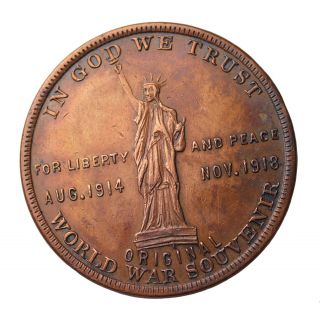 1918 World War I Peace Woodrow Wilson Medal So - Called Dollar Hk - 900 photo