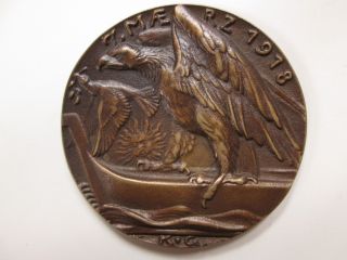 1918 Peace With Finland Bronze Medal 207 By Karl Goetz 58mm photo