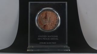 Rare 1973 Proof United Nations Peace Medal Token Sterling Silver photo