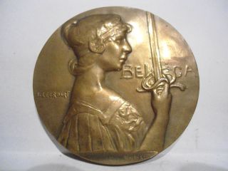 Bronze Medal By J.  Lecroart - Belga - The Union Makes The Force - 1914 - 1915 photo