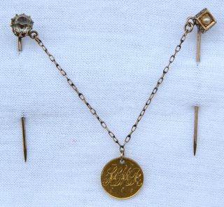 Antique Victorian Jewelry Stick Pin &1853 Us Gold Dollar Coin Love Token - Wow photo