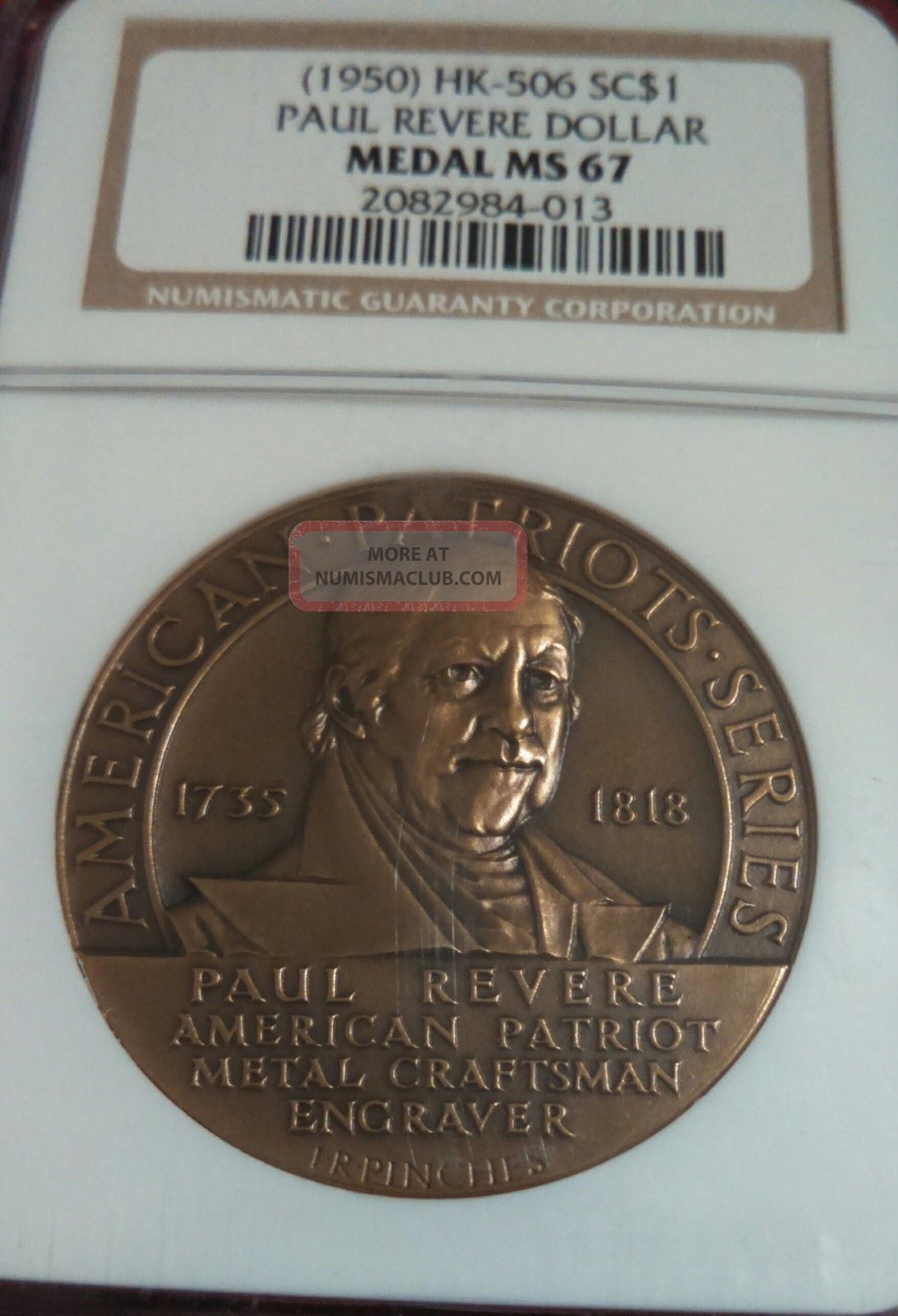 (1950) Hk - 508 Paul Revere Dollar Ngc Ms 67 R - 5
