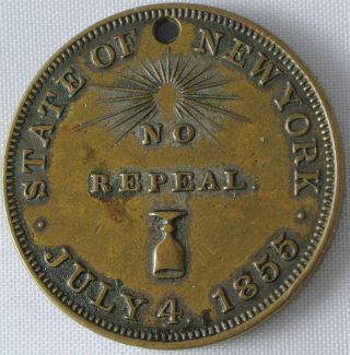 State Of York - No Repeal Token July 4,  1855 photo