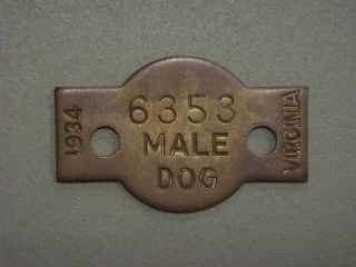 Dog License - 1934 Virginia,  Male Dog,  6353 photo