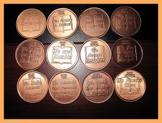 12 Copper Principles Steps Medallions Alcoholics Narcotics Anonymous photo