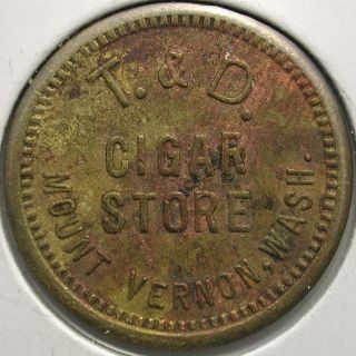 T&d Cigar Store,  Mount Vernon,  Washington 5 - Cent Trade Token photo