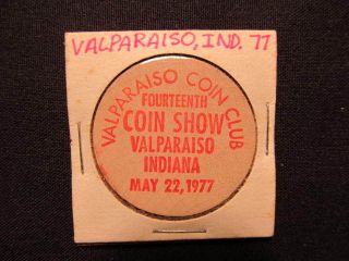 1977 Valparaiso,  Indiana Wooden Nickel Token - Valparaiso Coin Club Wooden Coin photo