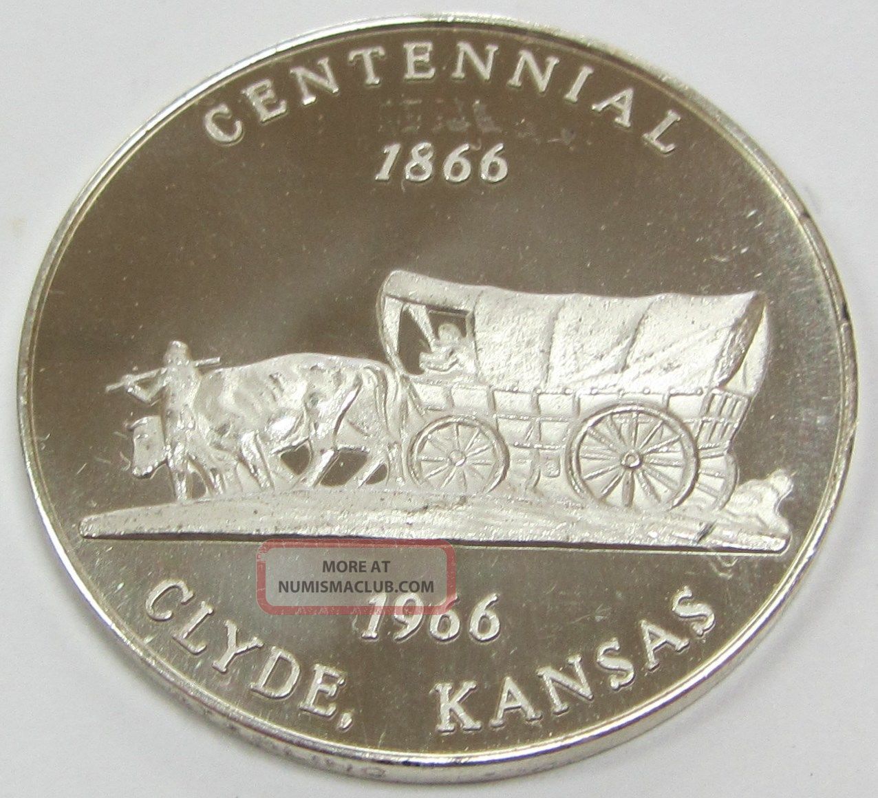 Rare 1866 - 1966 Clyde Kansas Centennial Sterling Silver Trade Token