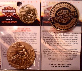 Harley Davidson Wwii Bronze Antique 44mm W/card Challenger Coin Round F/shipping photo