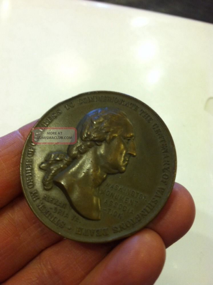 George Washington Centenary Token Masonic Bronze Coin Medal Alexandria ...