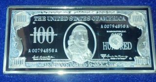 1/4 Pound 4 Oz 1966 $100 Federal Reserve Note Rare Silver / Copper Bar photo