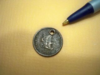 1863 Civil War Token,  Conical Cap Head,  Our Navy With Open Wreath Holed photo