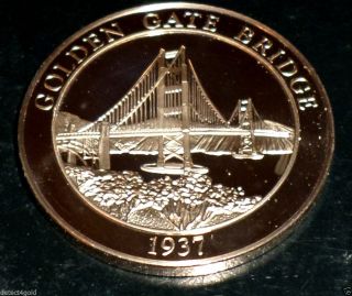 California ' S Golden Gate Bridge Proof Bronze Coin Medal photo