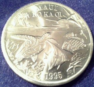 1995 One Maui Trade Dollar Maui No Ka Oi Mt95 photo