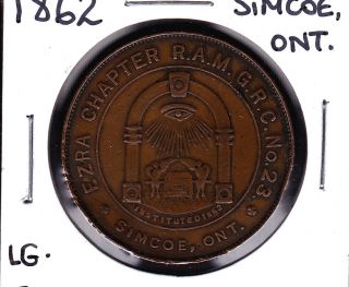 1862 Simcoe Lg,  Ontario,  Canada Masonic One Penny Token Large Lettering photo