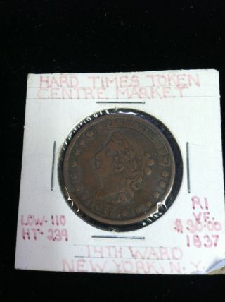 Hard Times Token 1837 14th Ward York,  Ny Centre Market Coin photo