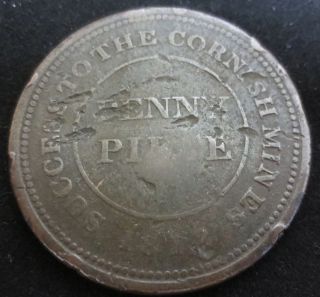 1812 Success To The Cornish Mines Penny Piece Token Coin Circulated photo