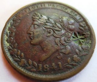1837 - 1841 Drop / Bentonian Currency Copper Hard Times Token; Fine photo