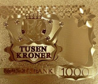 1000 Kroner Gold Plated 24k 999.  9 photo