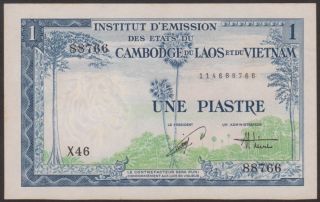French Indo - China - 1 Piastre 1954 Uncirculated - P 105 photo