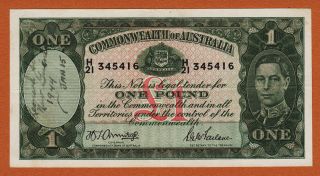Australia 1942 One Pound Armitage/mcfarlane Pick - 26b Rare photo