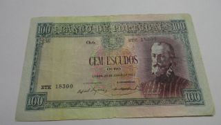 1957 Banco De Portugal Cem 100 Escudos Banknote Etk.  18300 photo
